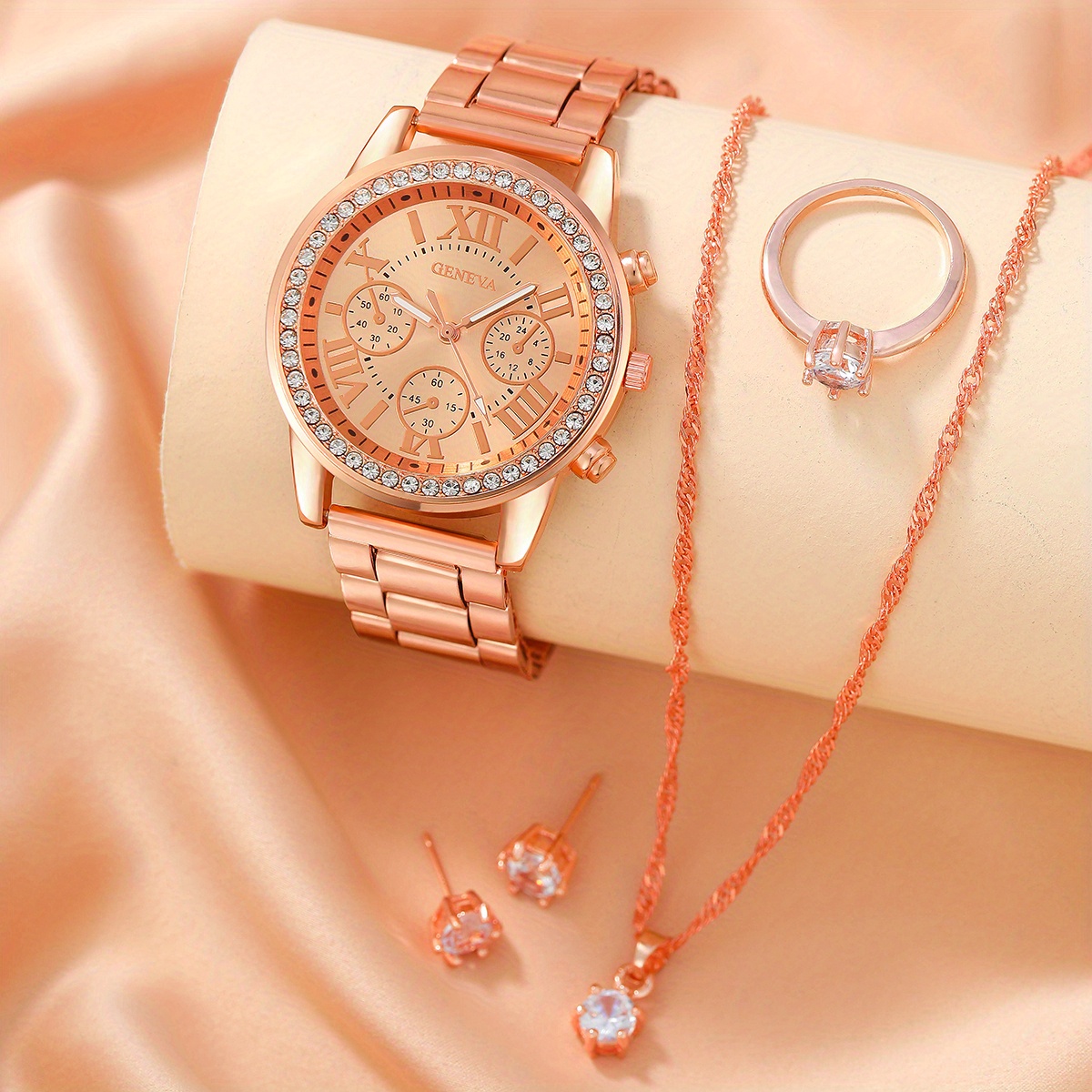 Luxury Watch Gift For Her - Damenuhr, luxuriöse Quarzuhr mit Strasssteinen, römische
