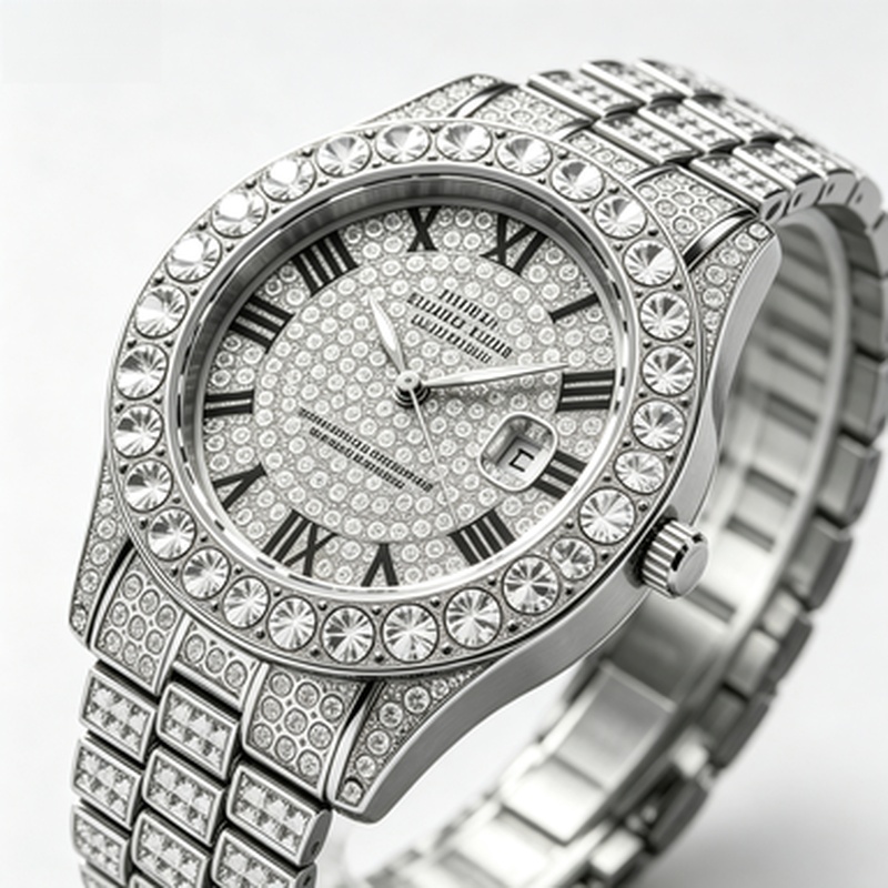 Luxury Watch Iceberg - Heiß begehrte luxuriöse Gold-Quarzuhr mit Strass-Besatz,
